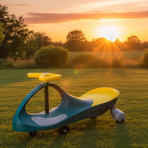 Jeździk grawitacyjny dla dzieci, świecące koła LED, zielono-żółty, wiek 3+