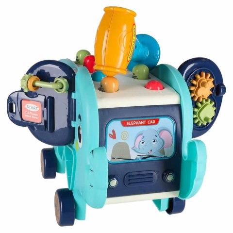 Tablica manipulacyjna Montessori - wbijak sorter klocki młotek Słonik 18m+