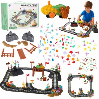 Tor wyścigowy samochodowy dla 3 latka, zestaw konstrukcyjny magnetyczny