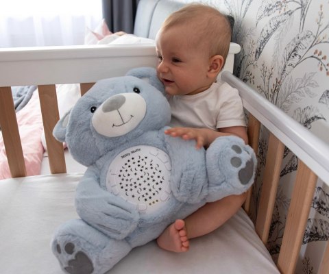 Zabawka pluszowa z Projektorem grający kołysanki usypiający Miś Blue 0m+