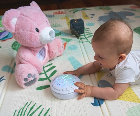 Zabawka pluszowa z Projektorem grający kołysanki usypiający Różowy Miś 0m+