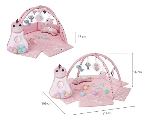 Mata edukacyjna dla noworodka niemowlaka dziewczynki, różowa, Dino 0+