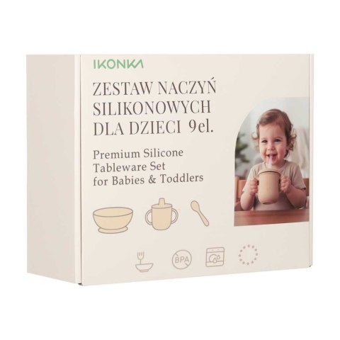 Silikonowy zestaw do karmienia dla dzieci niemowląt 9 el. Różowy wiek 6m+