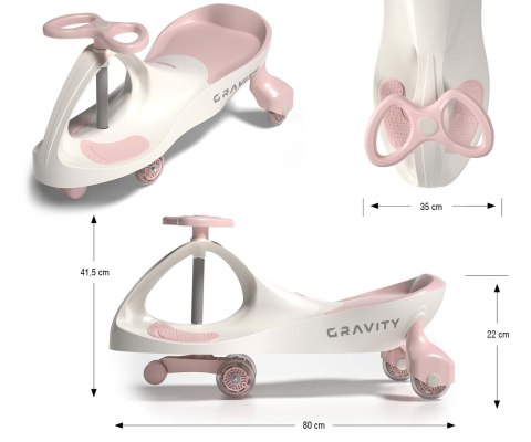 Jeździk Grawitacyjny dla dziecka, kółka LED, Kremowy, Milly Mally, wiek 3+