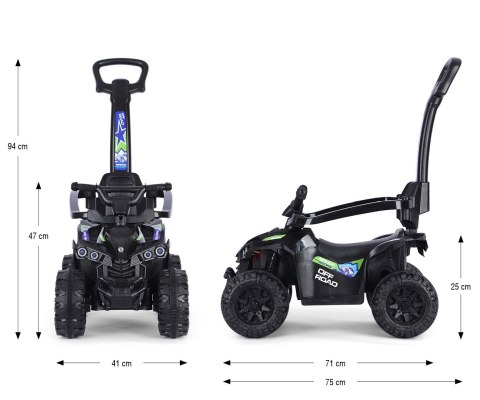 Jeździk z rączką, samochodzik dla dziecka Wild Black Milly Mally 12m+