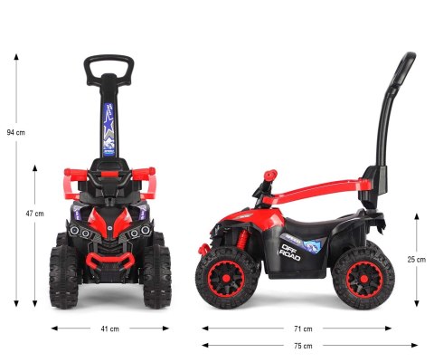 Jeździk z rączką, samochodzik dla dziecka Wild Red Milly Mally 12m+