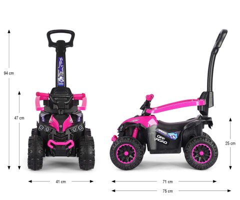 Jeździk z rączką, samochodzik dla dziecka Wild Pink Milly Mally 12m+ EMP