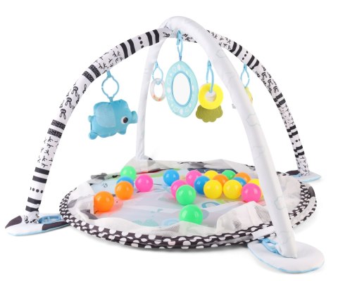 Mata edukacyjna sensoryczna kontrastowa + basen z kulkami 2w1 TinyMini, 0m+