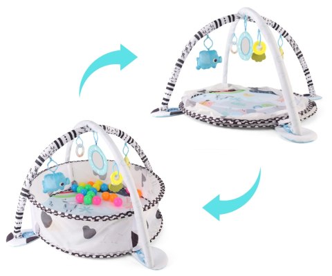 Mata edukacyjna sensoryczna kontrastowa + basen z kulkami 2w1 TinyMini, 0m+