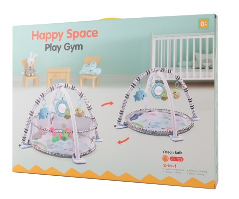 Mata edukacyjna sensoryczna kontrastowa + basen z kulkami 2w1 TinyMini, 0m+ EMP