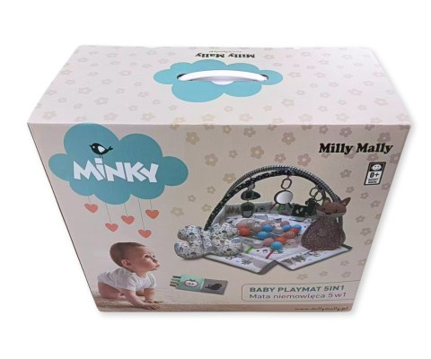 Mata sensoryczna edukacyjna dla dzieci i niemowląt + kojec, 5w1 Minky 0m+ EMP