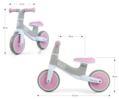 Lekki i wygodny Rowerek Biegowy do nauki jazdy - Velo Pink - wiek 18m+ EMP