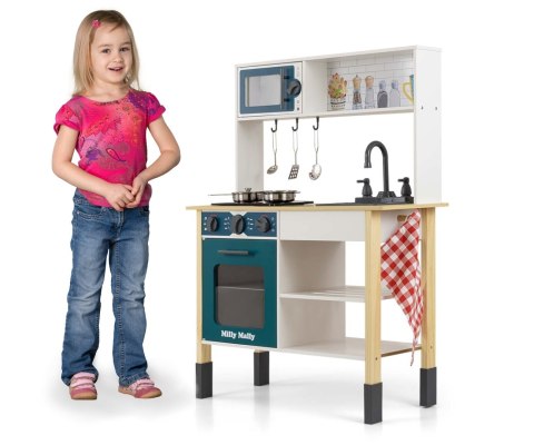 Milly Mally Drewniana kuchnia dla dzieci + wyposażenie (Astrid Ocean) wiek 3+ EMP