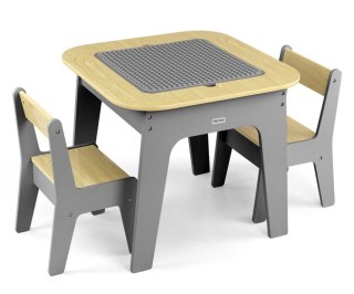 Milly Mally Zestaw mebli Olaf Blocks - Stolik i dwa krzesełka Dark Grey EMP