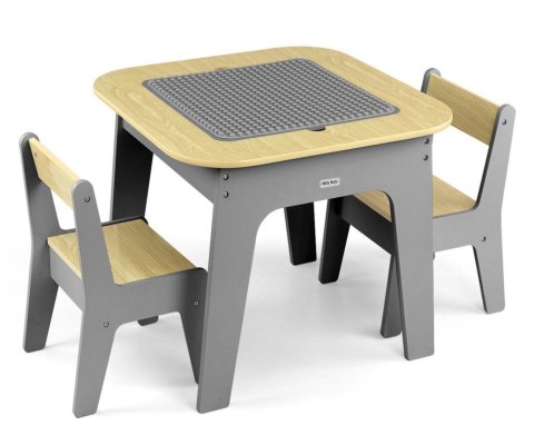 Milly Mally Zestaw mebli Olaf Blocks - Stolik i dwa krzesełka Dark Grey EMP