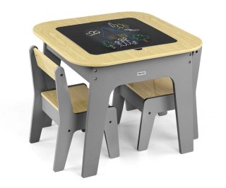 Milly Mally Zestaw mebli Olaf Blocks - Stolik i dwa krzesełka Dark Grey EMP