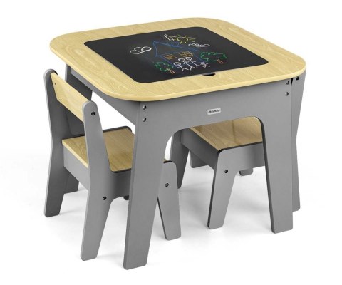 Milly Mally Zestaw mebli Olaf Blocks - Stolik i dwa krzesełka Dark Grey EMP