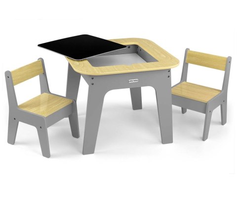 Milly Mally Zestaw mebli Olaf Blocks - Stolik i dwa krzesełka Dark Grey EMP