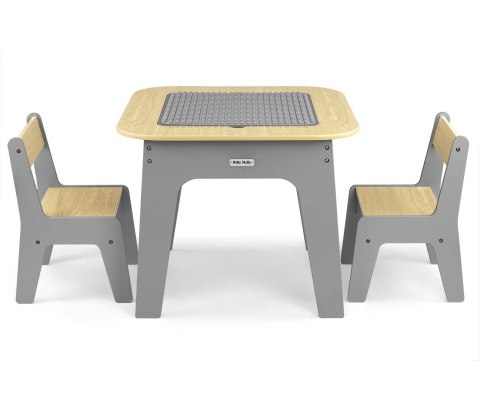 Milly Mally Zestaw mebli Olaf Blocks - Stolik i dwa krzesełka Dark Grey EMP