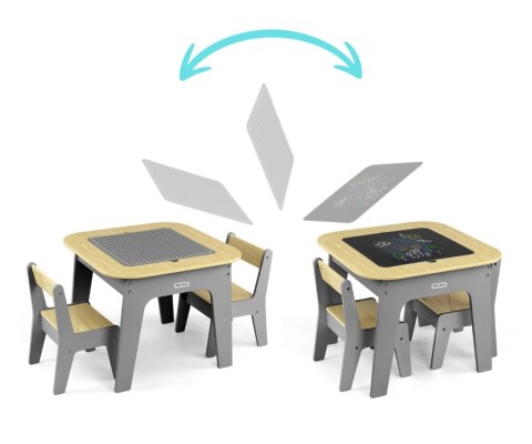 Milly Mally Zestaw mebli Olaf Blocks - Stolik i dwa krzesełka Dark Grey EMP