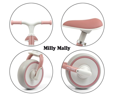Rowerek biegowy Milly Mally Skippy dla dziewczynki - lekki , EVA, Różowy 2+ EMP