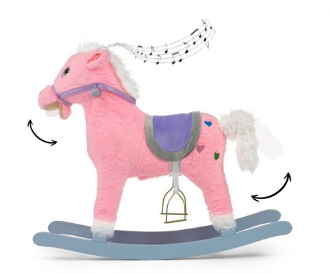 Konik na biegunach dla dzieci grający, Milly Mally Łatek Pink wiek 18m+