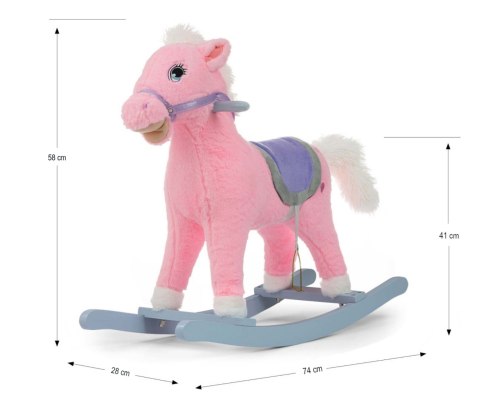 Konik na biegunach dla dzieci grający, Milly Mally Łatek Pink wiek 18m+ EMP