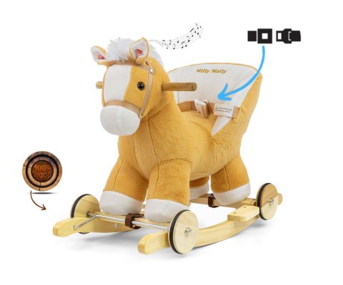 Konik na biegunach dla dziecka z oparciem Milly Mally Light Brown Polly