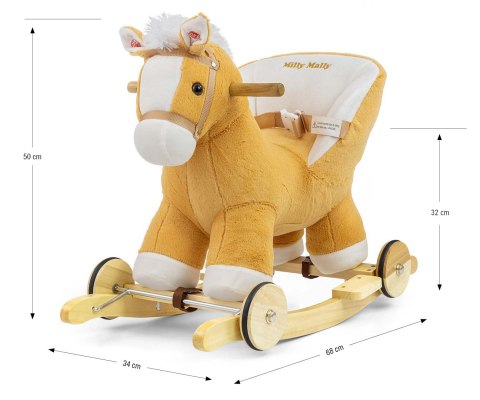 Konik na biegunach dla dziecka z oparciem MMally Light Brown Polly 12m+ EMP