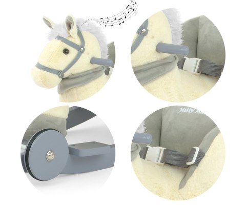 Konik na biegunach dla dziecka z oparciem Milly Mally Beige Polly wiek 12m+ EMP