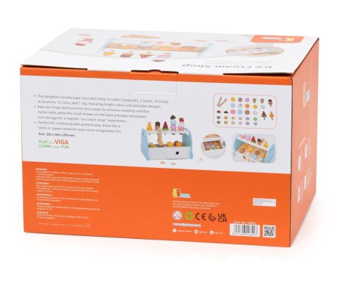 Drewniana Mini Lodziarnia Cukiernia dla dzieci, Viga, wiek 3+