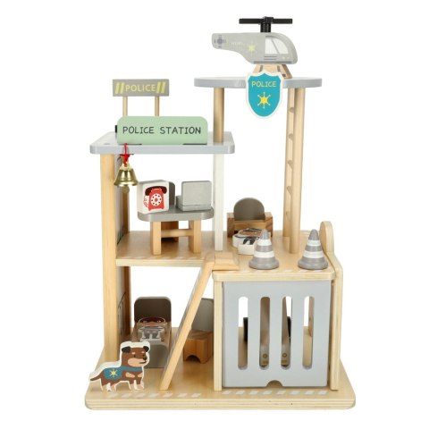Policja zabawka - drewniany garaż, komisariat, radiowóz, helikopter wiek 3+