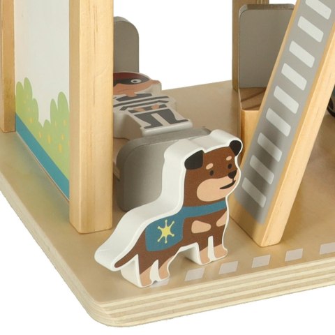 Policja zabawka - drewniany garaż, komisariat, radiowóz, helikopter wiek 3+