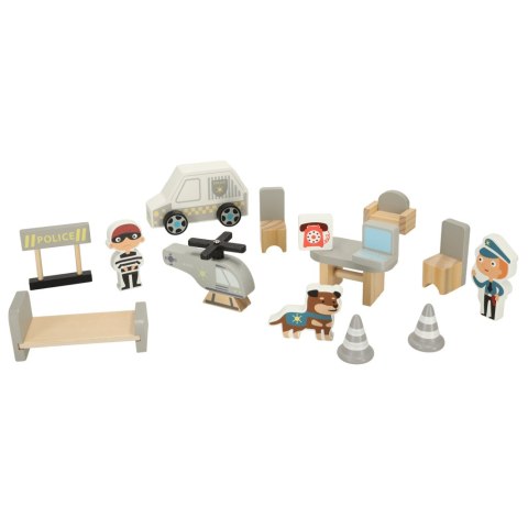 Policja zabawka - drewniany garaż, komisariat, radiowóz, helikopter wiek 3+