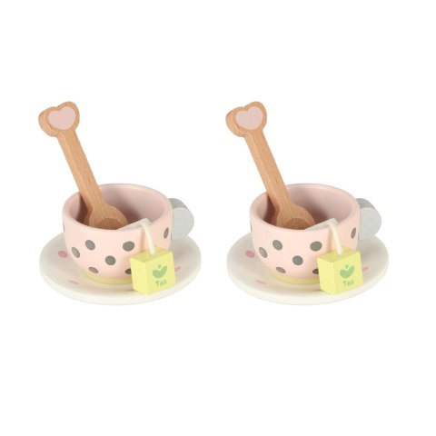 Zestaw serwis kawowy dla dzieci drewniany, filiżanki, tacka, LULILO, 3+