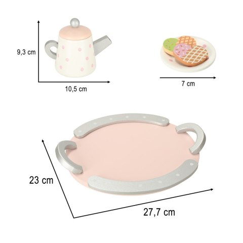 Zestaw serwis kawowy dla dzieci drewniany, filiżanki, tacka, LULILO, 3+