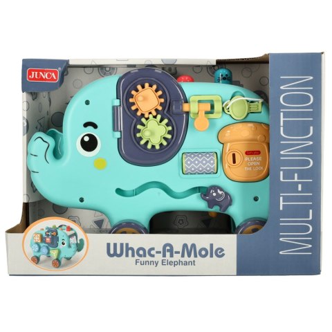Tablica manipulacyjna Montessori - wbijak sorter klocki młotek Słonik 18m+