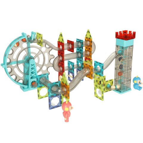 Klocki magnetyczne konstrukcyjne 3d grający tor kulkowy - zestaw 118el, 3+