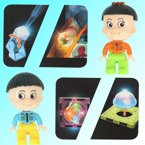 Klocki magnetyczne konstrukcyjne tor kulkowy świecący - zestaw 202 el., 3+