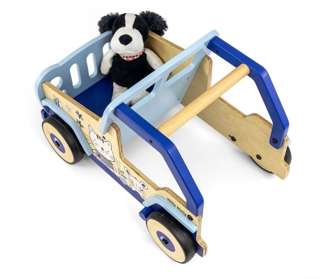 Pchacz do nauki chodzenia dla dzieci, chodzik drewniany, Niebieski, 12m+