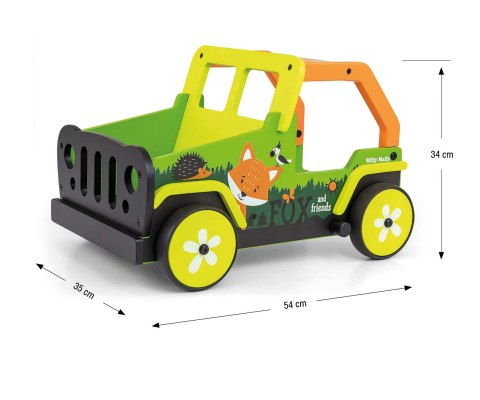 Pchacz do nauki chodzenia dla dzieci, chodzik drewniany, Zielony, 12m+