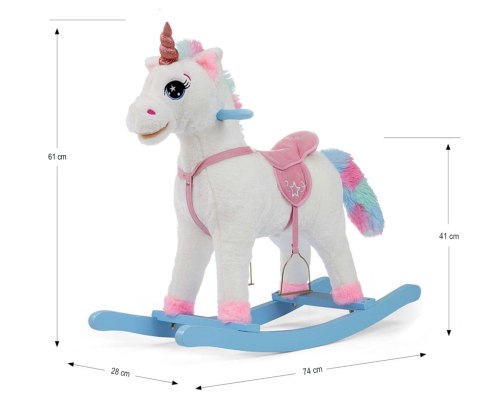 Konik na biegunach dla dzieci grający, Milly Mally Łatek Unicorn wiek 18m+