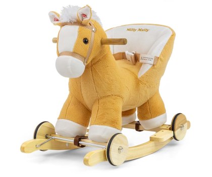 Konik na biegunach dla dziecka z oparciem MMally Light Brown Polly 12m+