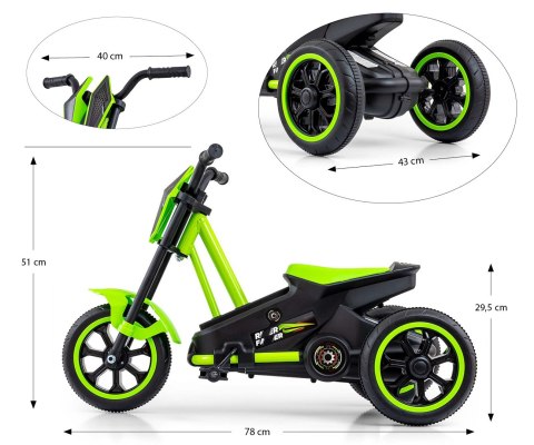 Gokart na pedały dla dzieci trzykołowy Rider Zielony Milly Mally wiek 3+