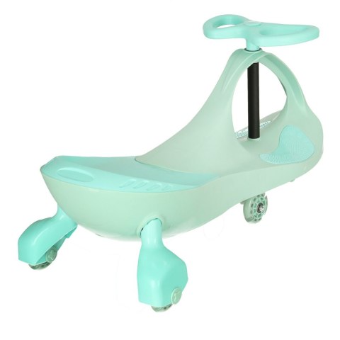 Jeździk grawitacyjny dziecięcy dla 3 latka, świecące koła LED, miętowy