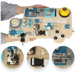 Tablica manipulacyjna sensoryczna dla dzieci, drewniana L BUSO wiek 18m+