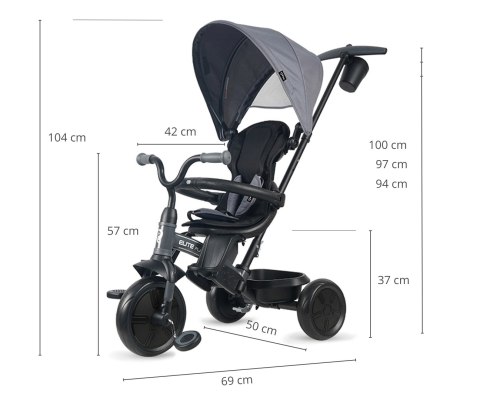Qplay Rowerek Trójkołowy Elite Platinum Grey wiek 10m+