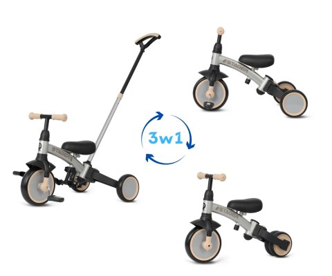 Qplay Rowerek Trójkołowy Stager 3w1 Silver wiek 2+