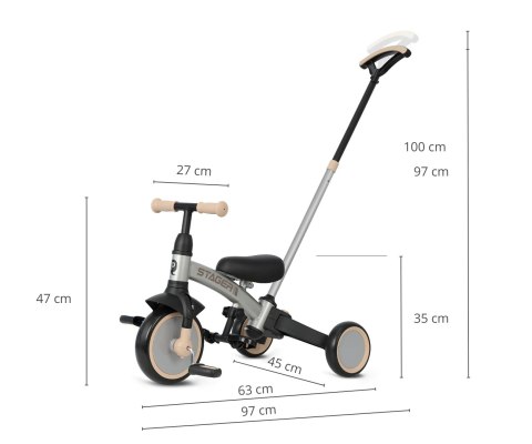 MILLY MALLY 6280 Rowerek trójkołowy Stager 3w1 silver
